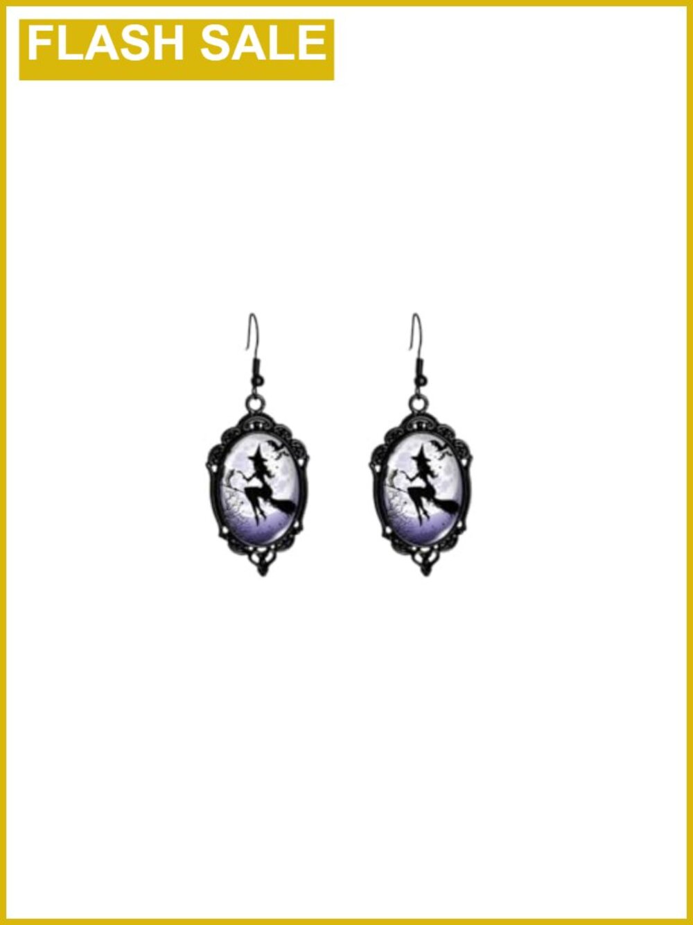 Gothic Witch Cameo Dangle Earrings Glass Victorian Punk Halloween Jewelry